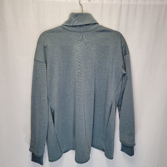 Nike Women's Small Pullover Sweatshirt Blue Wrap Front Pockets Double Cuff - Picture 2 of 8